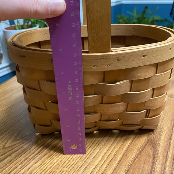 Boho Woven Split Wood Basket with handle - Picture 6 of 8